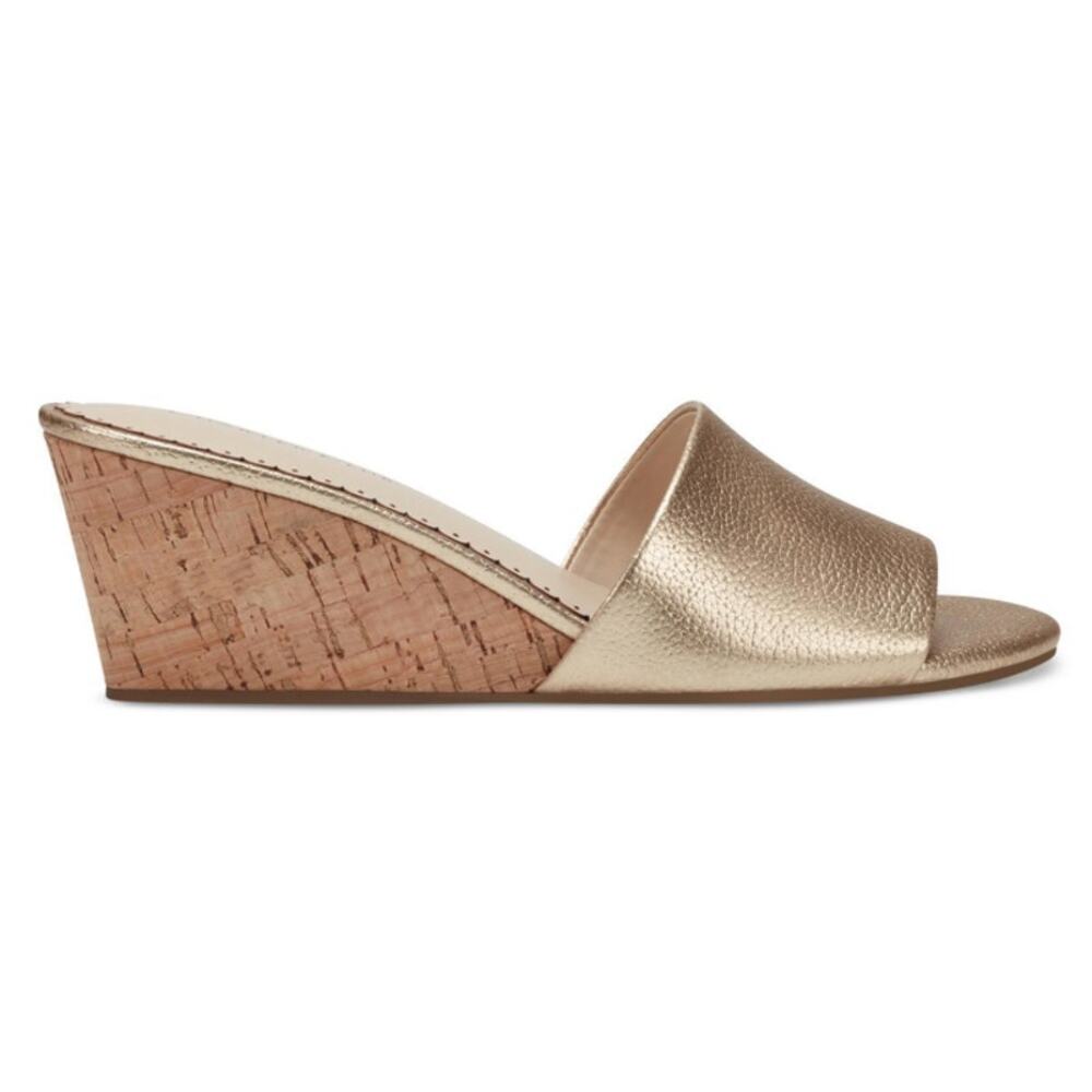 NIB Charter Club Nallahh Wedge Sandals Women's Champagne Metallic SZ 10 - Picture 2 of 4
